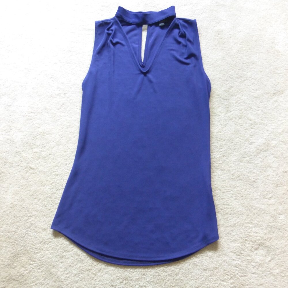 LE CHATEAU violet blue choker v-neck sleeveless top